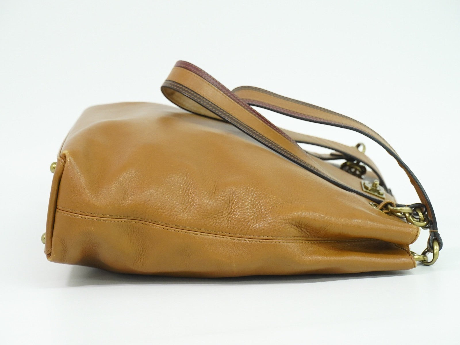 Chanel Vintage CC Tote Leather, BROWN, LEATHER, Tote bag