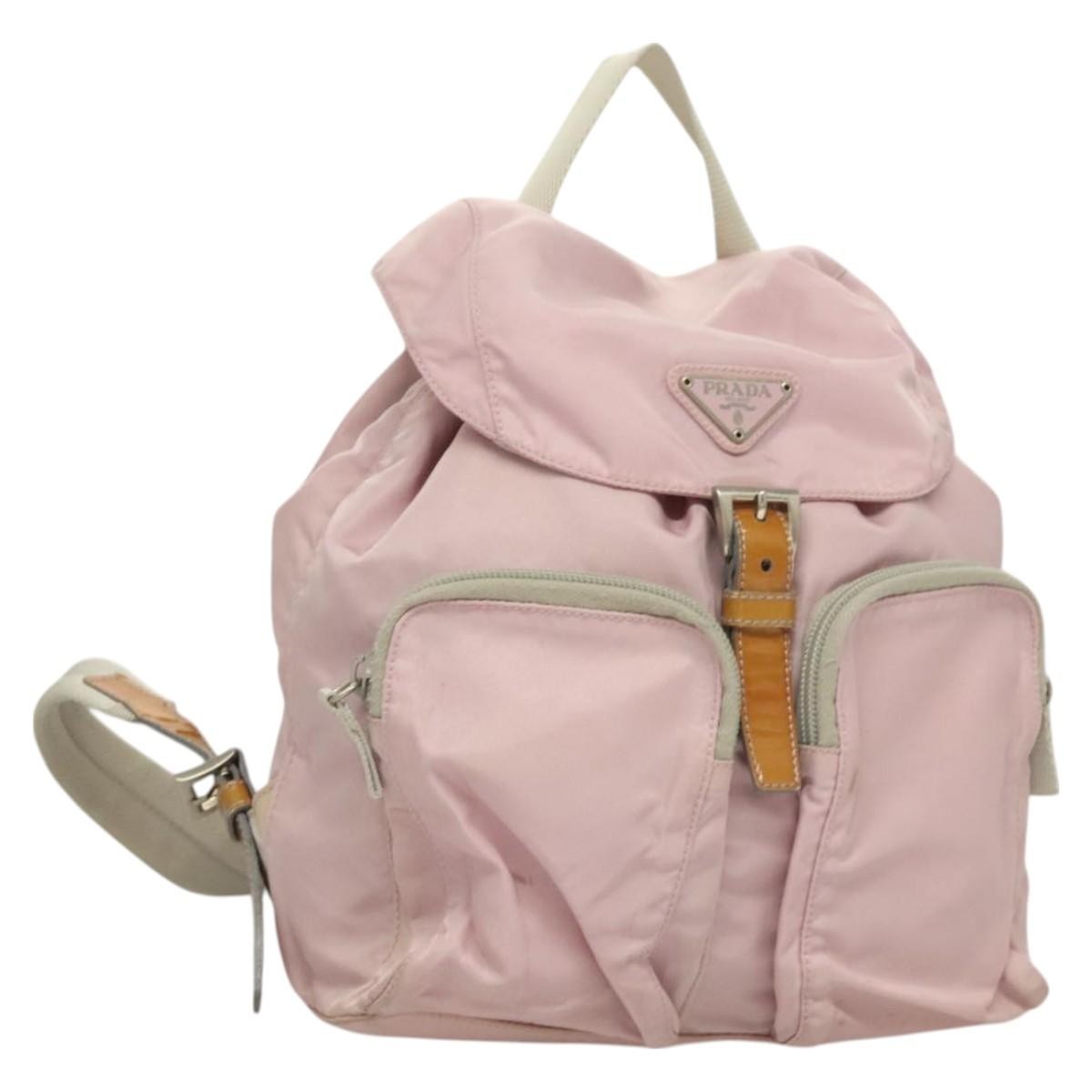 Prada Double Front Pocket Backpack Tessuto, PINK, NYLON, Backpack