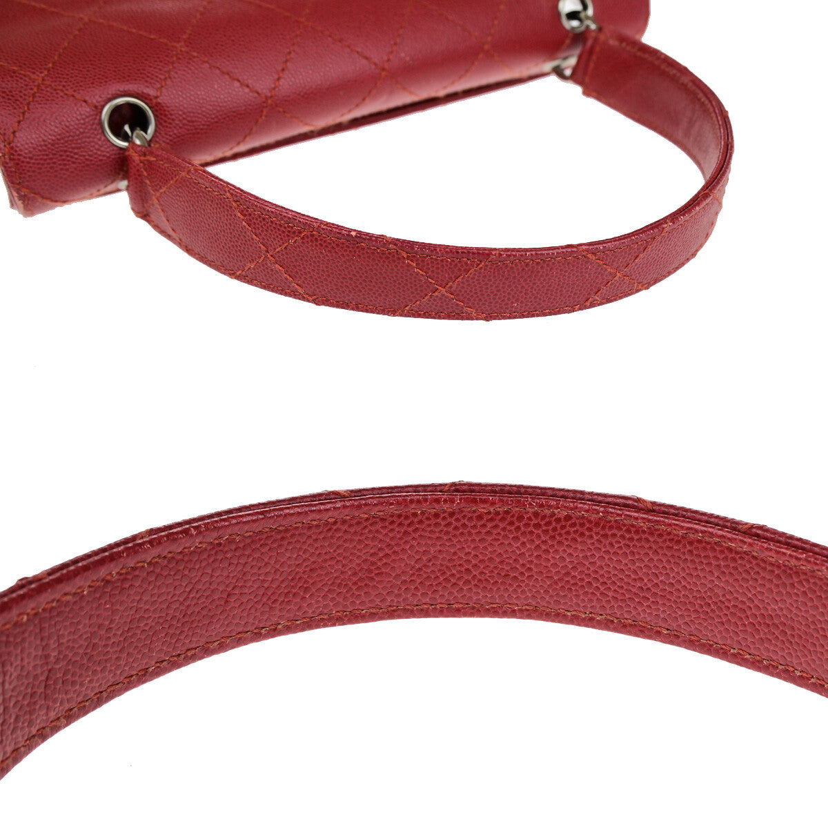 Chanel Vintage CC Flap Top Handle Calfskin Leather, RED, CALFSKIN, Handbag