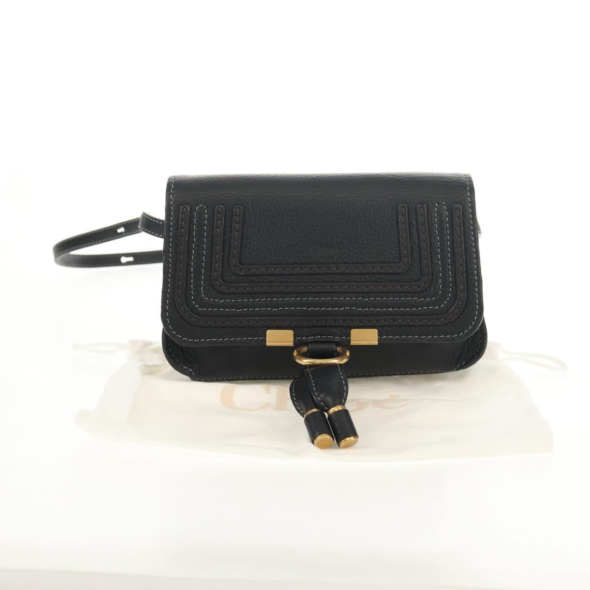 Chloe Marcie Belt Bag Leather, BLACK, LEATHER, Shoulder bag
