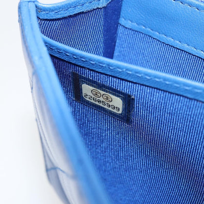 Chanel CC Gusset Classic Flap Wallet Quilted Lambskin, BLUE, LEATHER, Wallets