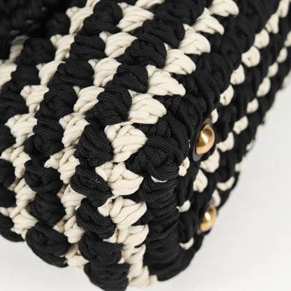 Salvatore Ferragamo Margot Satchel Braided Fabric, WHITE, POLYESTER, Handbag