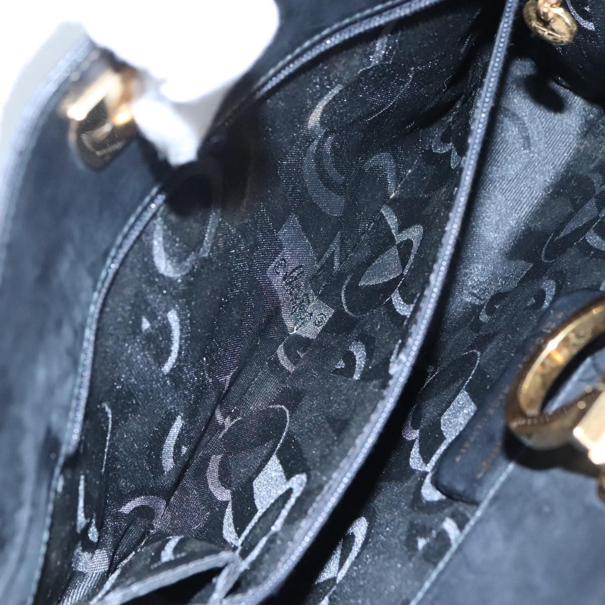 Salvatore Ferragamo Vintage Gancini Chain Shoulder Bag Leather, BLACK, LEATHER, Shoulder bag