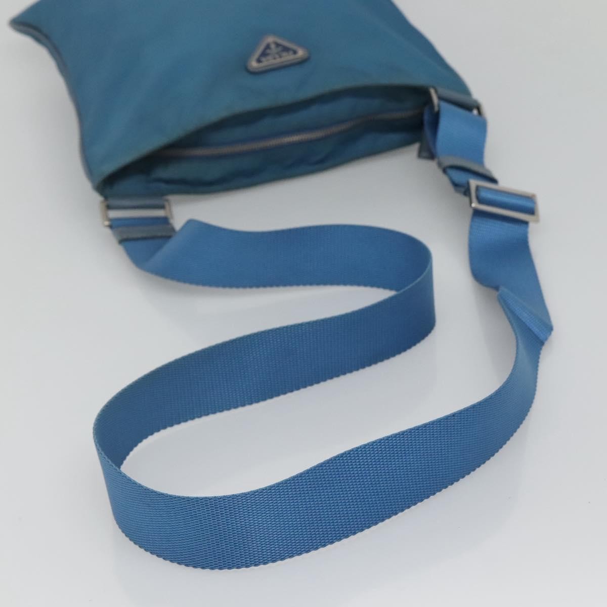 Prada Flat Messenger Bag Tessuto, BLUE, NYLON, Shoulder bag