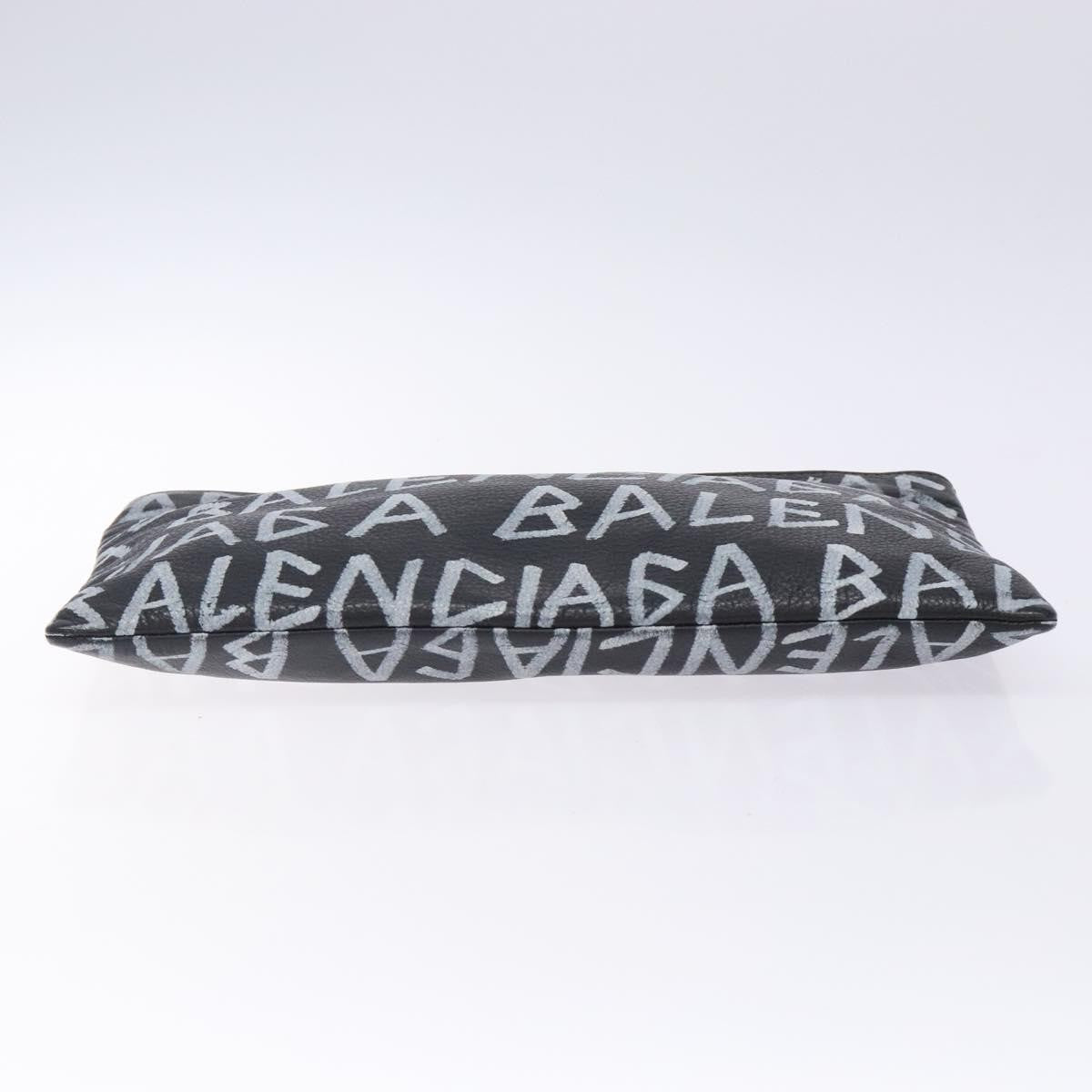 Balenciaga Graffiti Pouch Leather, BLACK, LEATHER, Clutche & pouche