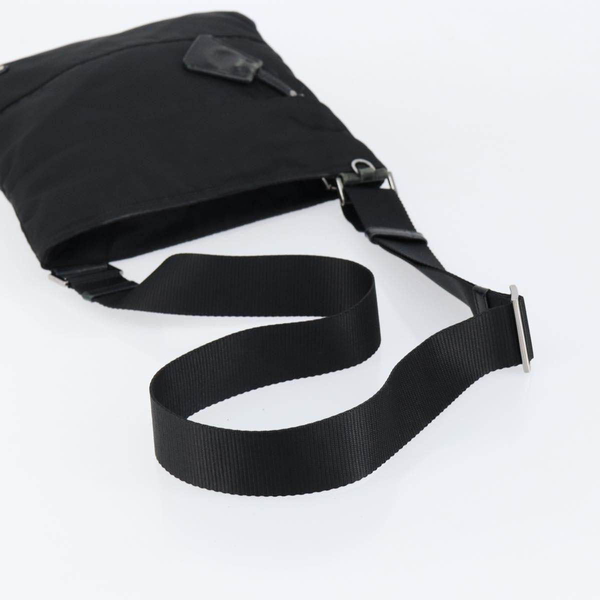 Prada Zip Messenger Bag Horizontal Quilt Tessuto, BLACK, NYLON, Shoulder bag