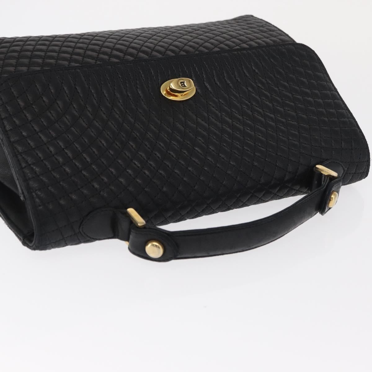 Bally Vintage Handbag Quilted Leather, BLACK, LEATHER, Handbag