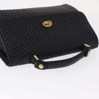 Bally Vintage Handbag Quilted Leather, BLACK, LEATHER, Handbag