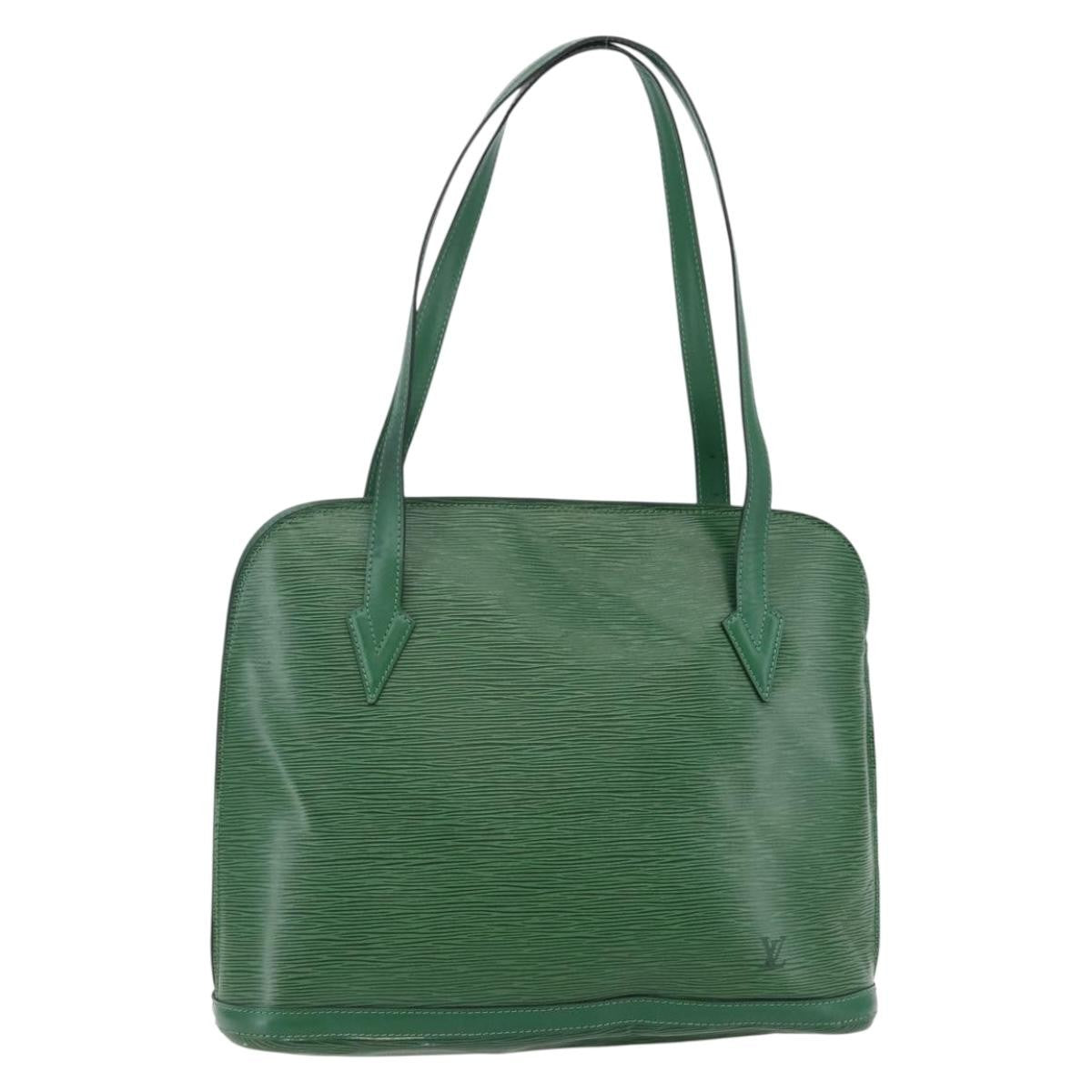 Louis Vuitton Lussac Handbag Epi Leather, GREEN, LEATHER, Handbag