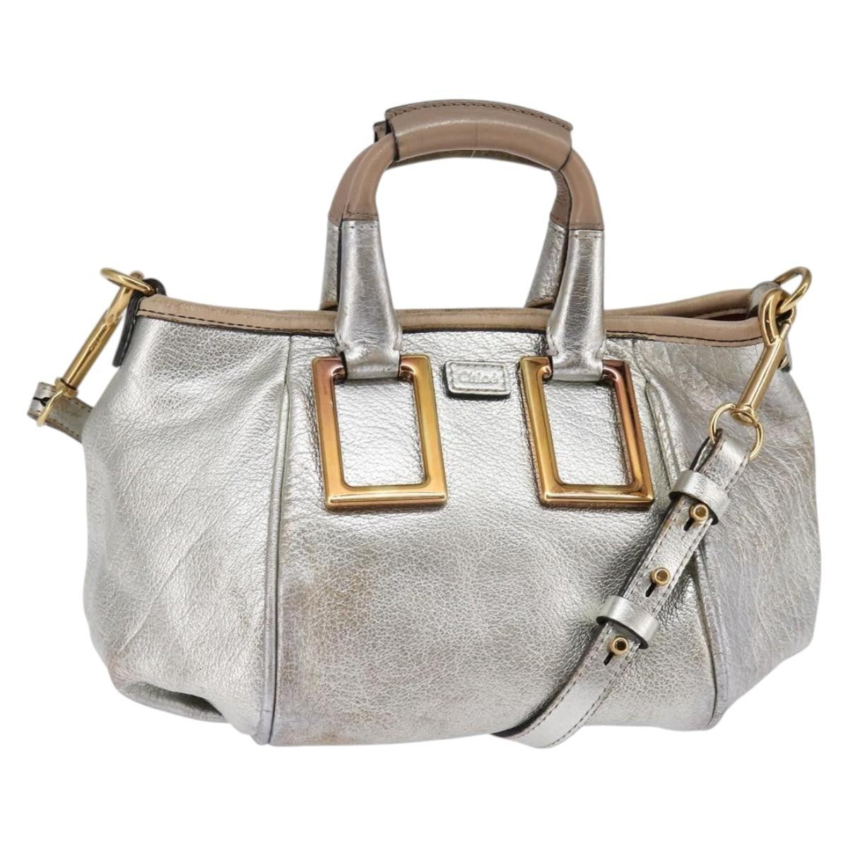 Chloe Paddington Lock Handbag Leather, SILVER, LEATHER, Handbag