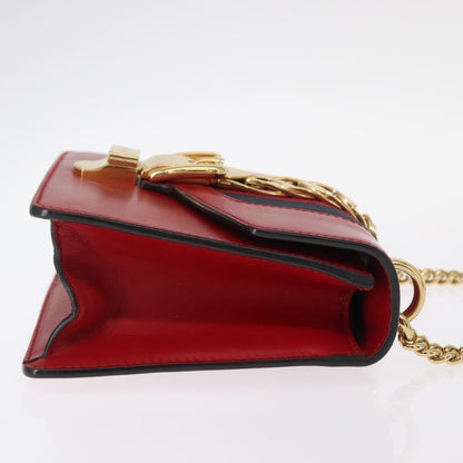 Gucci Sylvie Chain Shoulder Bag Leather, RED, LEATHER, Shoulder bag