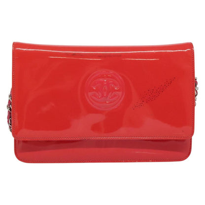 Chanel CC Logo Wallet on Chain Patent, PINK, PATENT_LEATHER, Shoulder bag