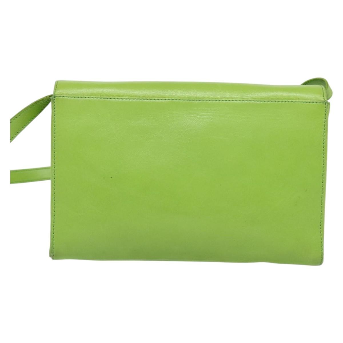 Celine Flap Shoulder Bag Leather, GREEN, LEATHER, Shoulder bag