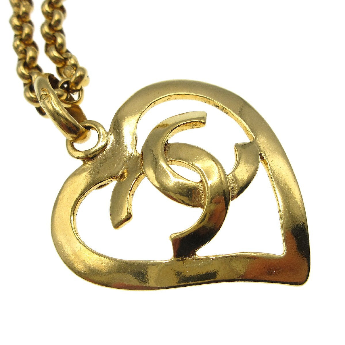 Chanel CC Heart Pendant Necklace Metal, GOLD, GOLD_PLATED, Necklace