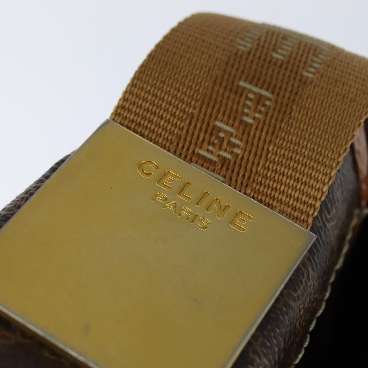 Celine Vintage Macadam Shoulder Bag Canvas and Leather, BROWN, CANVAS, Shoulder bag