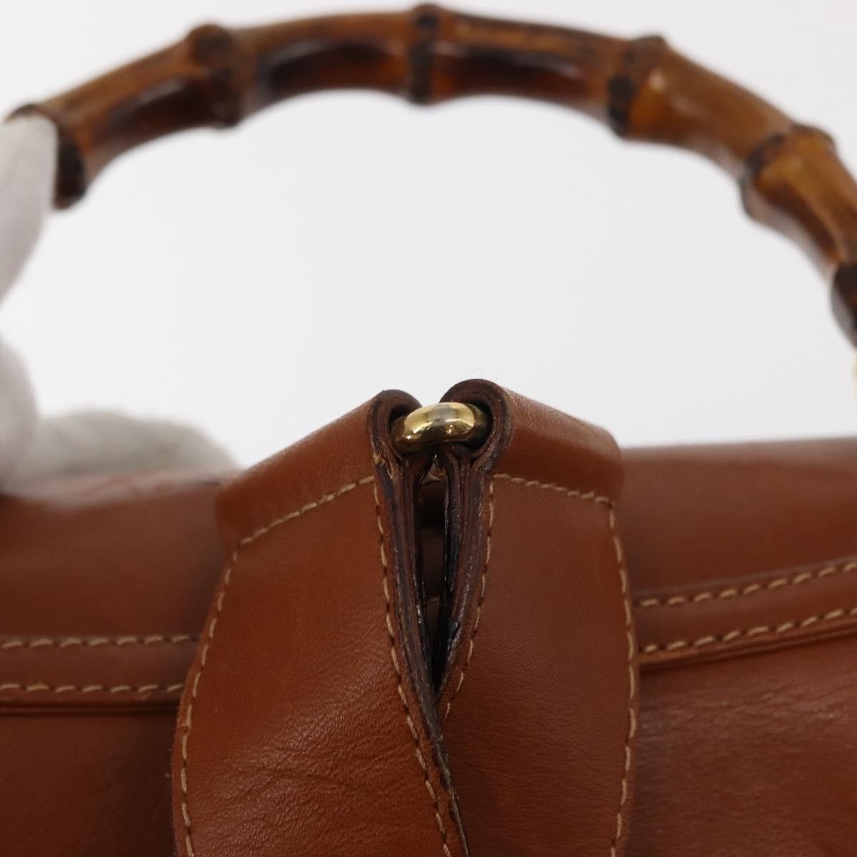 Gucci Vintage Bamboo Backpack Leather, BROWN, LEATHER, Backpack