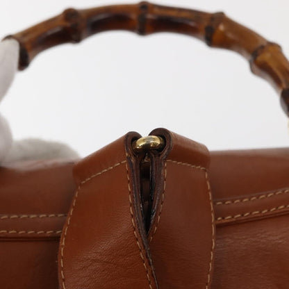 Gucci Vintage Bamboo Backpack Leather, BROWN, LEATHER, Backpack