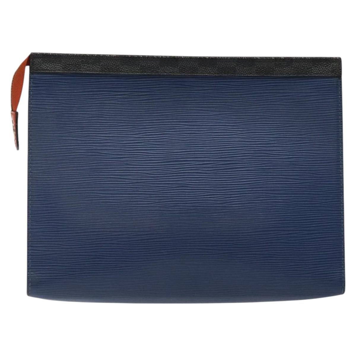 Louis Vuitton Pochette Voyage Epi Leather with Damier Graphite, BLUE, LEATHER, Clutche & pouche