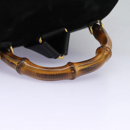 Gucci Vintage Bamboo Backpack Suede, BLACK, SUEDE, Backpack