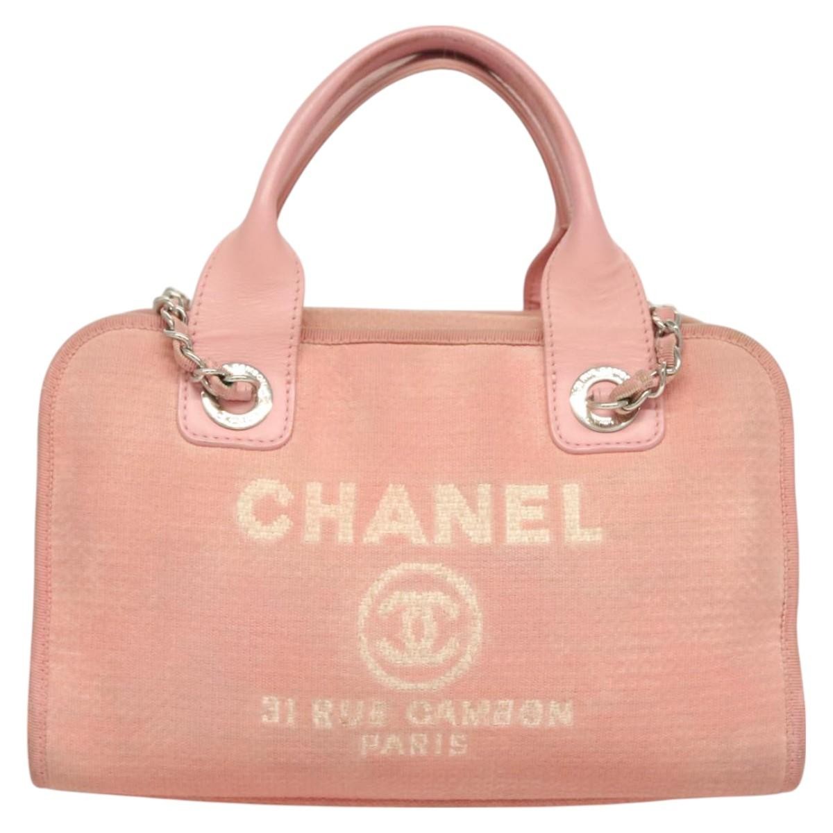 Chanel Deauville Tote Canvas, PINK, CANVAS, Handbag