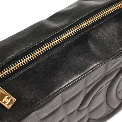 Chanel Chocolate Bar CC Handbag Quilted Lambskin, BLACK, LEATHER, Handbag