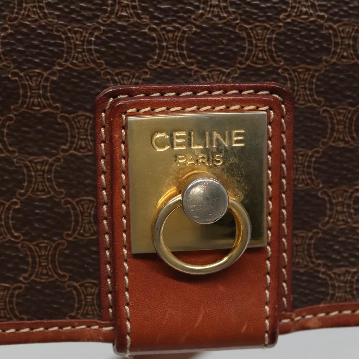 Celine Vintage Macadam Shoulder Bag Canvas and Leather, BROWN, CANVAS, Shoulder bag