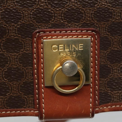 Celine Vintage Macadam Shoulder Bag Canvas and Leather, BROWN, CANVAS, Shoulder bag