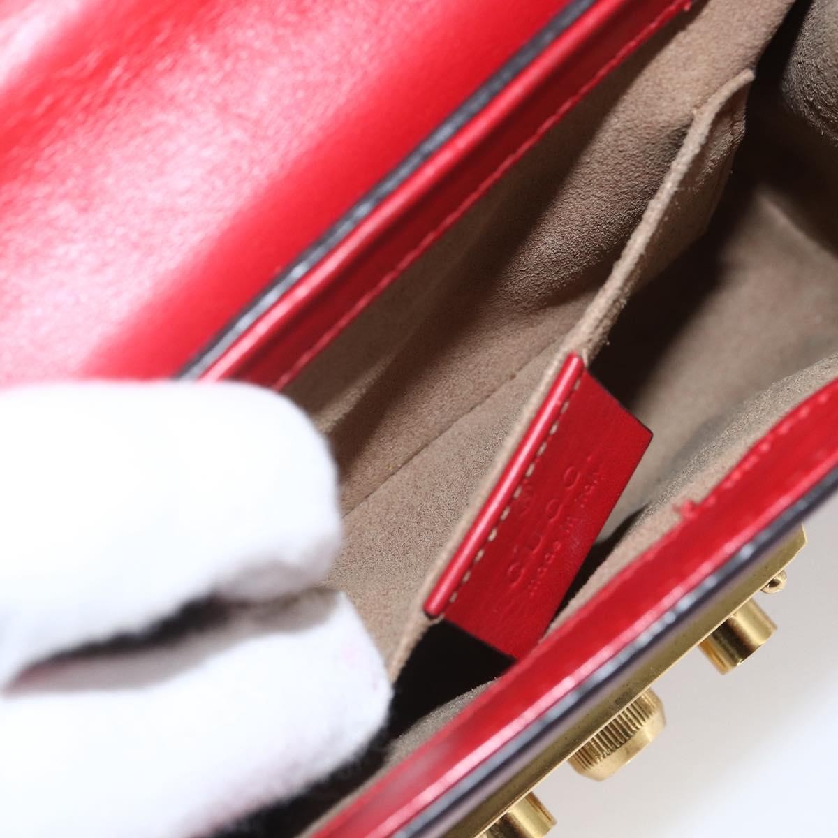 Gucci Padlock Shoulder Bag Leather, RED, LEATHER, Shoulder bag