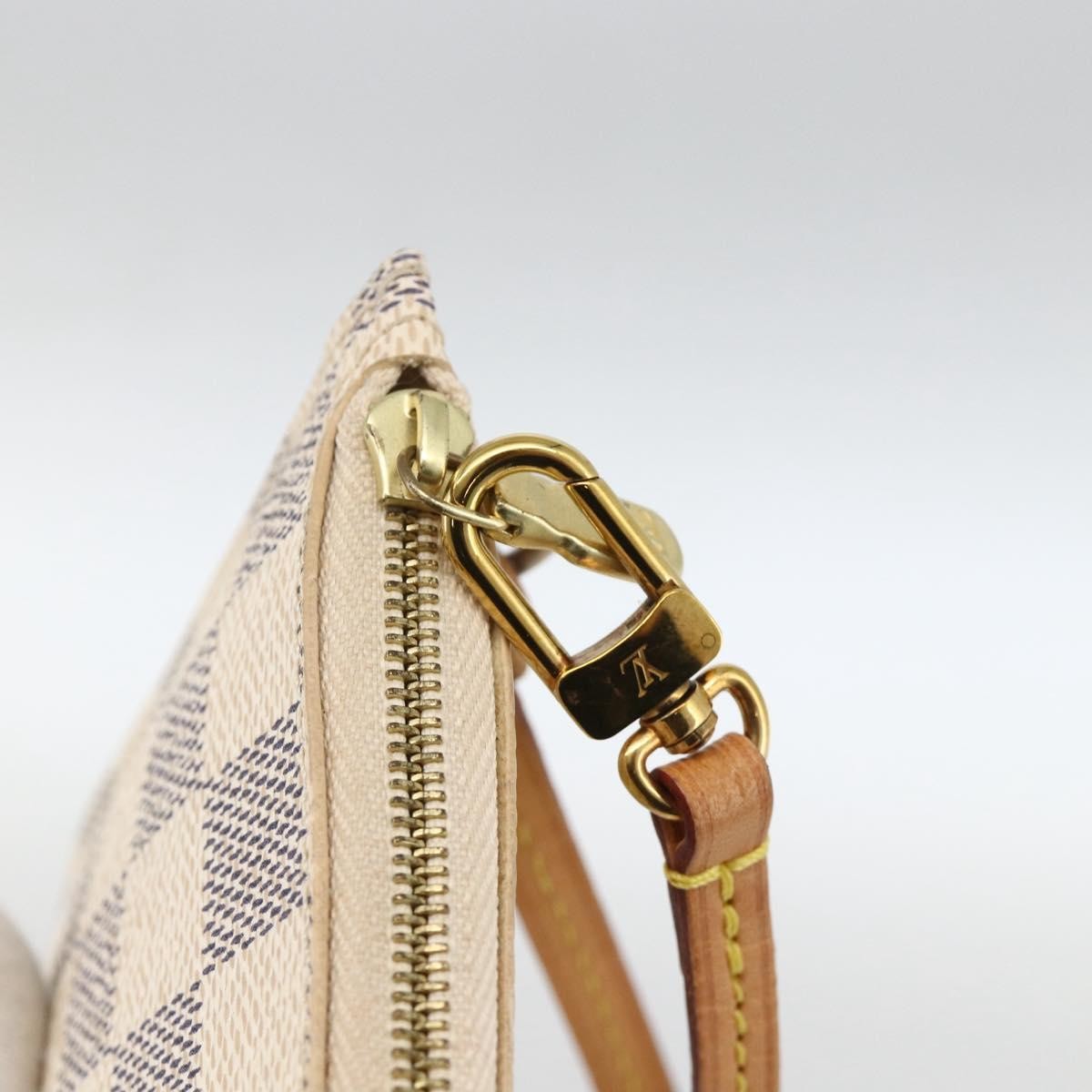 Louis Vuitton Neverfull Pochette Damier, WHITE, CANVAS, Clutche & pouche