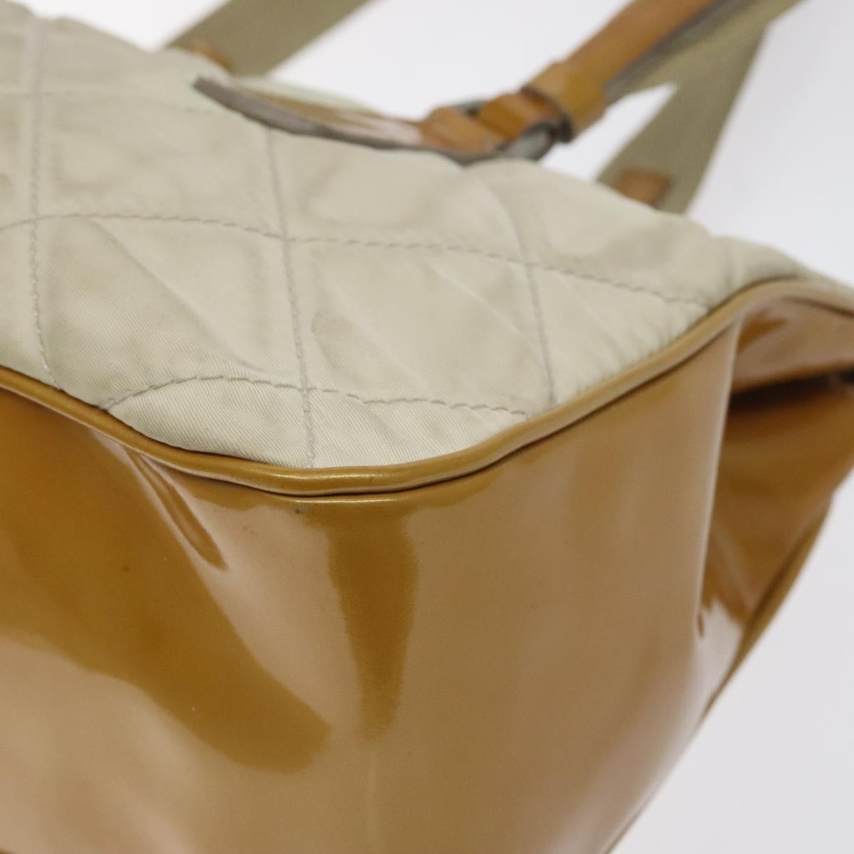 Prada Vintage Shoulder Bag Nylon and Patent Leather, BEIGE, NYLON, Shoulder bag