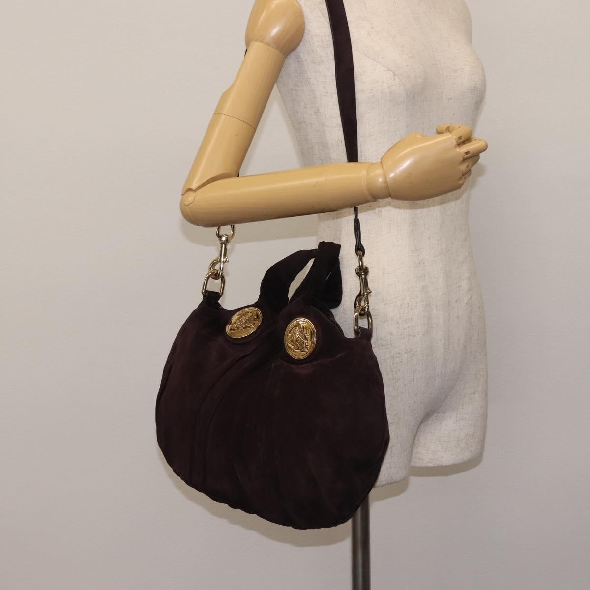 Gucci Hysteria Convertible Top Handle Bag Suede, BURGUNDY, SUEDE, Handbag