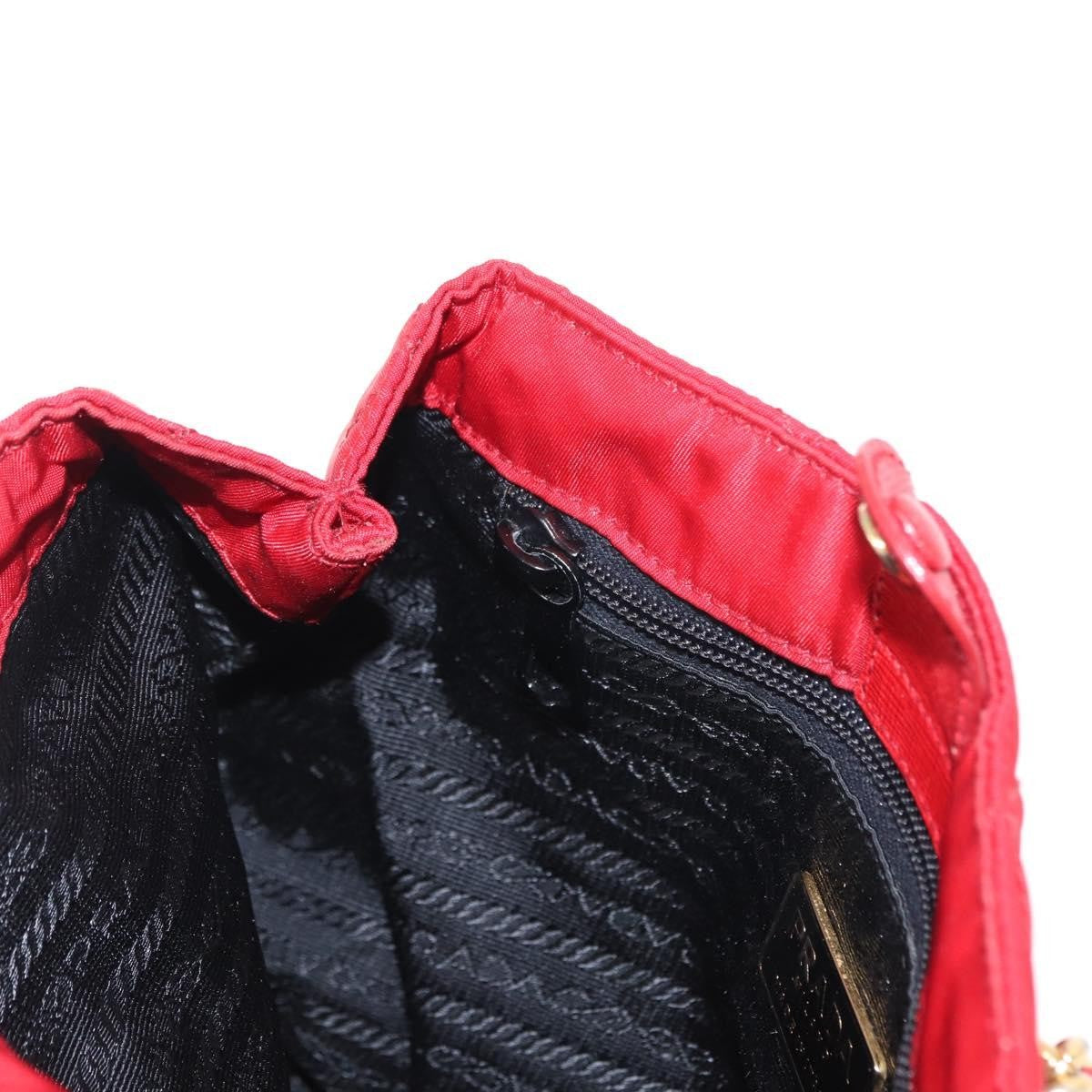 Prada Chain Shoulder Bag Quilted Tessuto, RED, NYLON, Shoulder bag