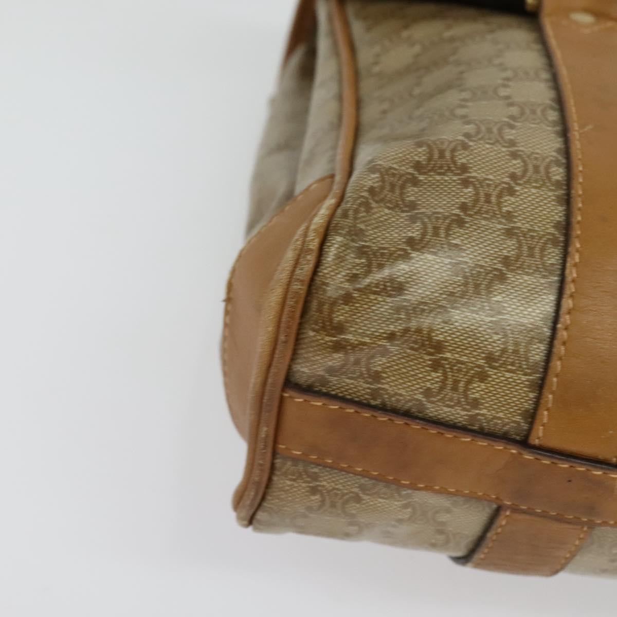 Celine Vintage Macadam Handbag Canvas, BEIGE, CANVAS, Handbag