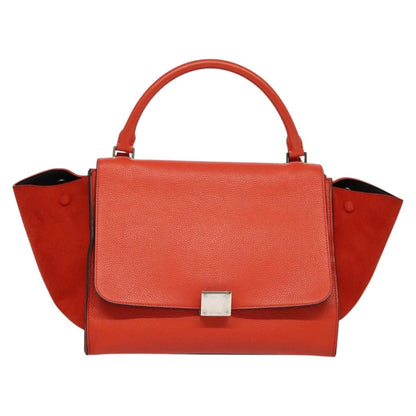Celine Trapeze Bag Leather with Suede, RED, LEATHER, Handbag
