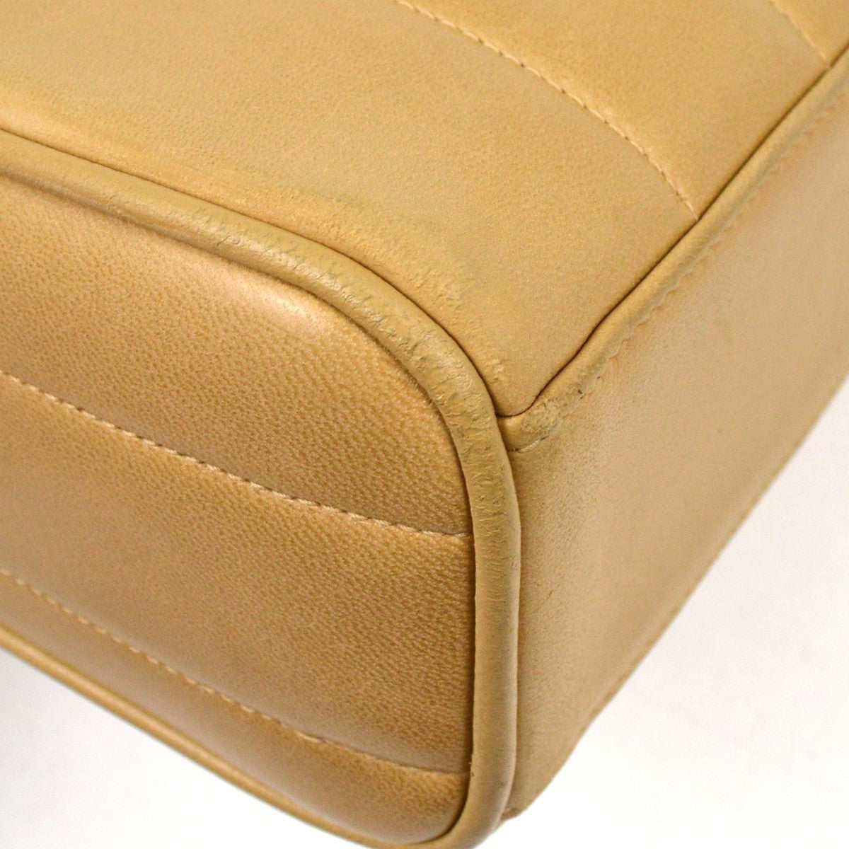 Chanel Vintage CC Flap Shoulder Bag Quilted Lambskin, BEIGE, LEATHER, Shoulder bag