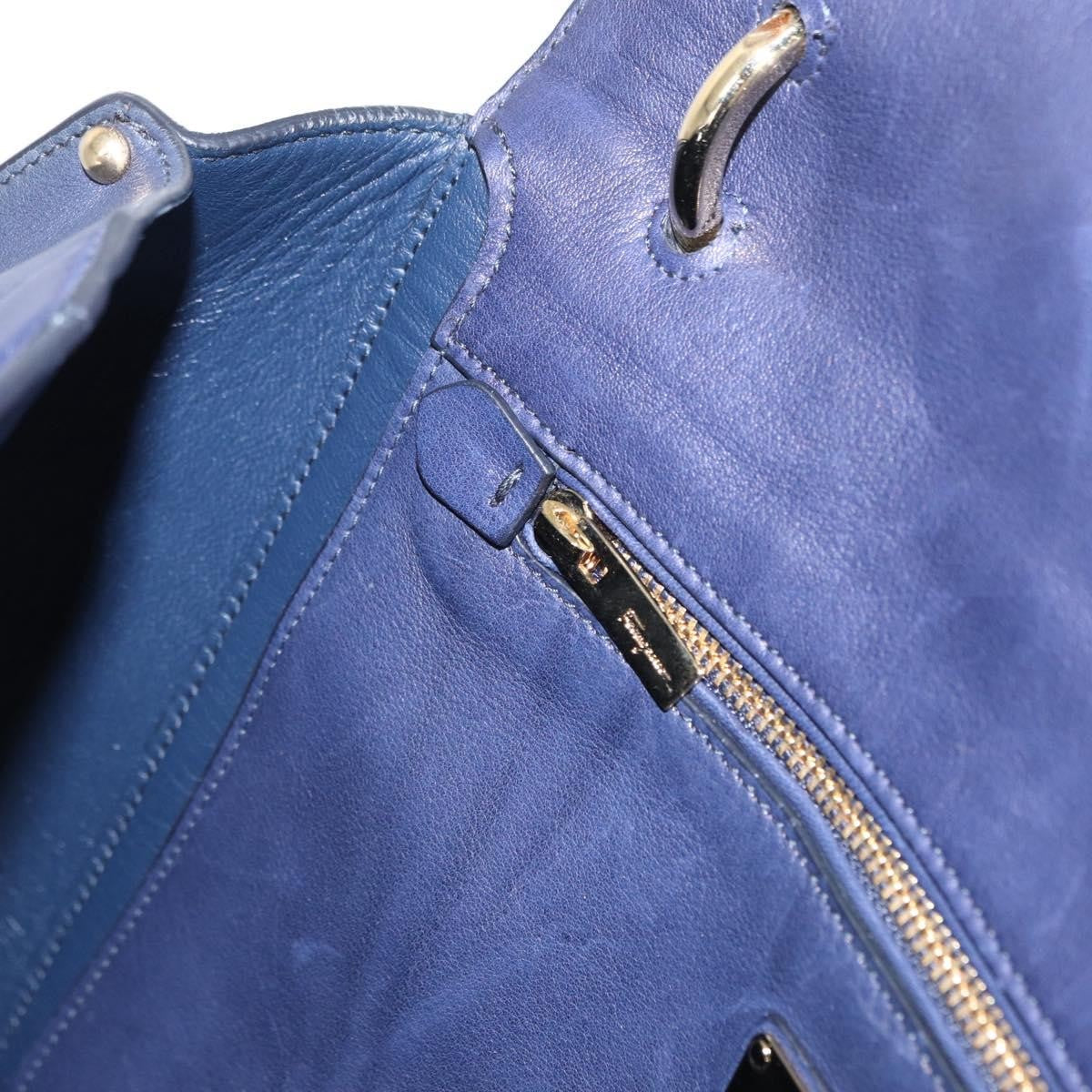 Salvatore Ferragamo Suzanna Satchel Smooth Leather, NAVY, LEATHER, Handbag