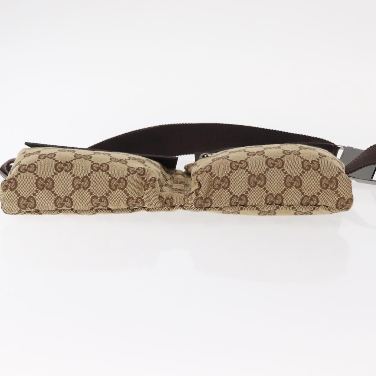 Gucci Vintage Double Belt Bag GG Canvas with Leather, BEIGE, CANVAS, Clutche & pouche