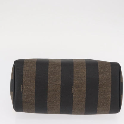 Fendi Vintage Pequin Convertible Boston Bag Coated Canvas, BROWN, CANVAS, Travel bag