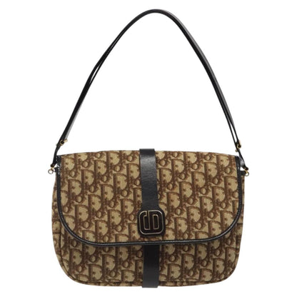 Christian Dior Vintage CD Flap Shoulder Bag Canvas, BROWN, CANVAS, Shoulder bag