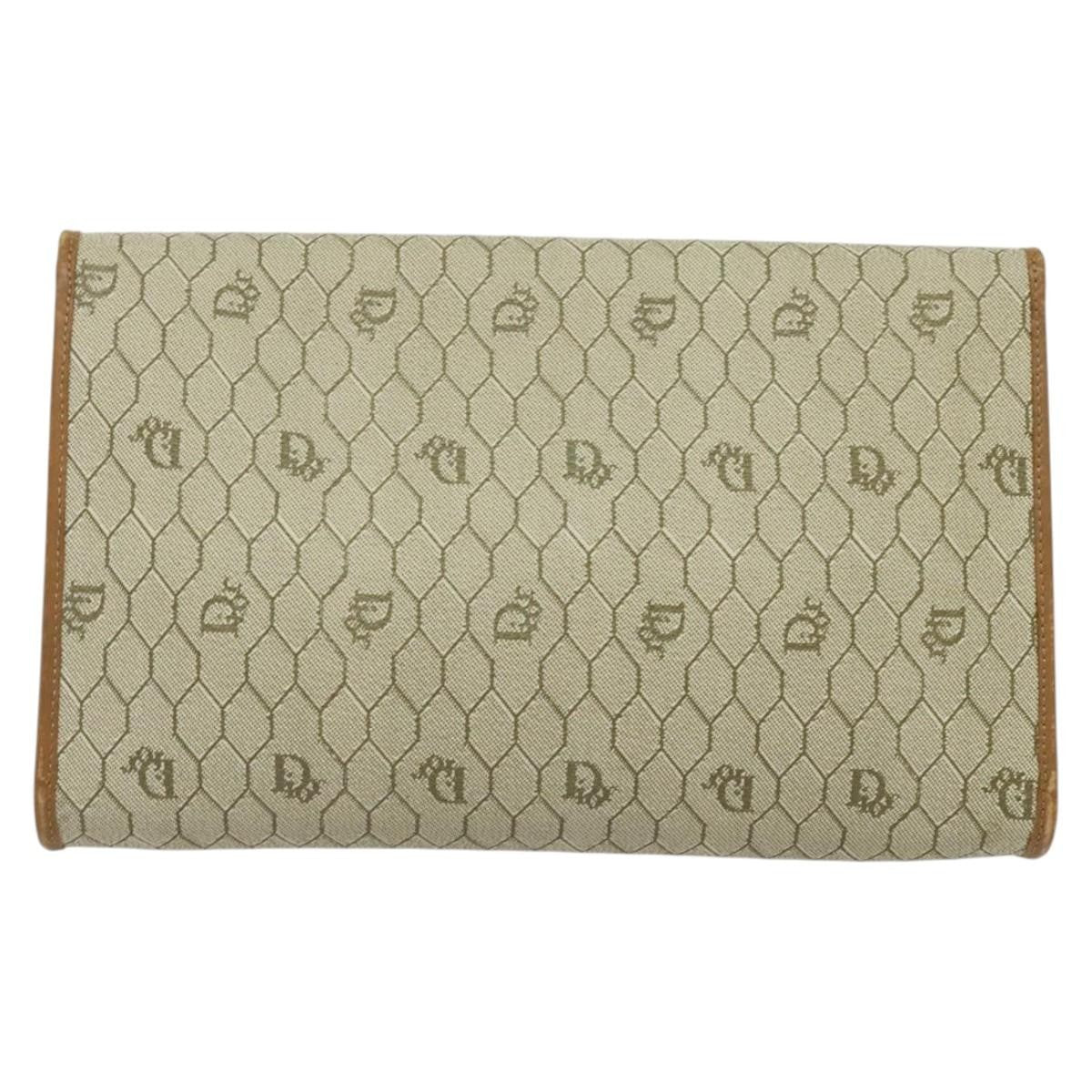 Christian Dior Vintage Honeycomb chain Canvas, BEIGE, CANVAS, Handbag