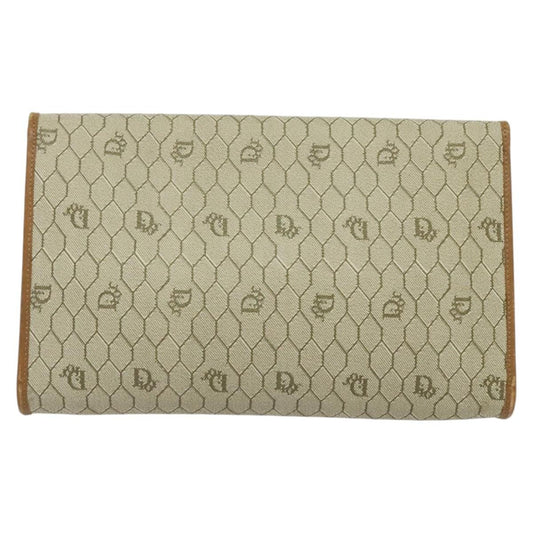 Christian Dior Vintage Honeycomb chain Canvas, BEIGE, CANVAS, Handbag