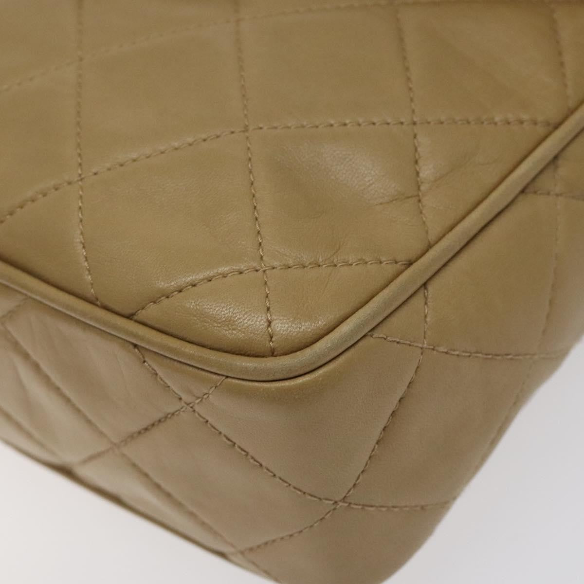 Chanel Vintage Front Pocket Camera Shoulder Bag Leather, BEIGE, LEATHER, Shoulder bag