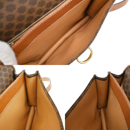 Celine Macadam Shoulder Bag Leather, BROWN, LEATHER, Shoulder bag