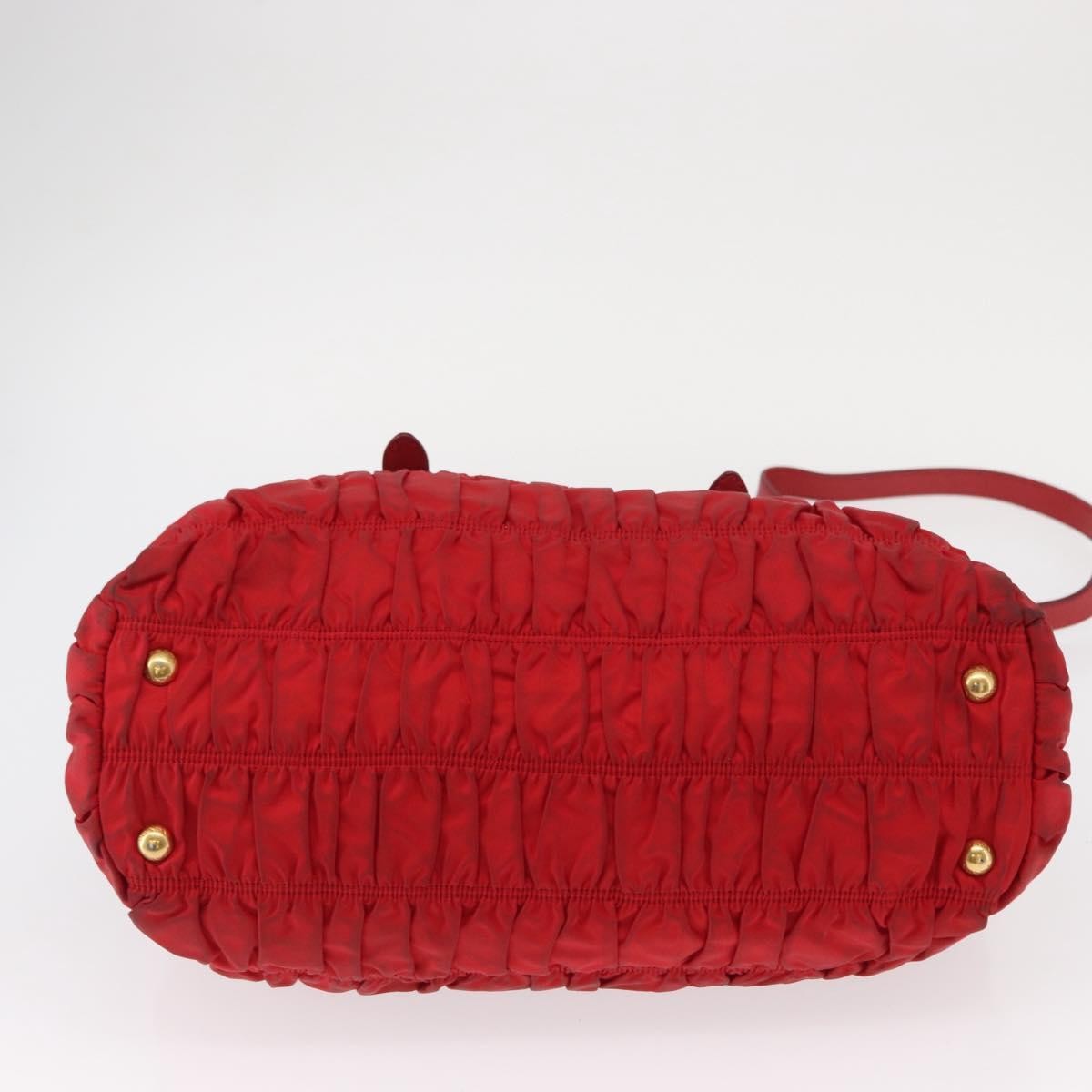 Prada Gaufre Convertible Tote Leather and Tessuto, RED, NYLON, Handbag