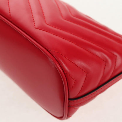 Gucci GG Marmont Pochette Shoulder Bag Matelasse Leather, RED, LEATHER, Clutche & pouche