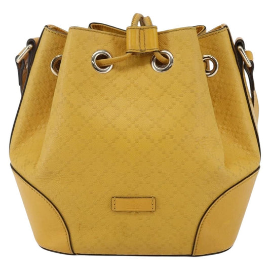 Gucci Bright Bucket Bag Diamante Leather, YELLOW, LEATHER, Shoulder bag