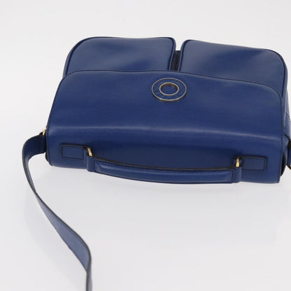 Celine Vintage Circle Logo Crossbody Bag Leather, BLUE, LEATHER, Shoulder bag