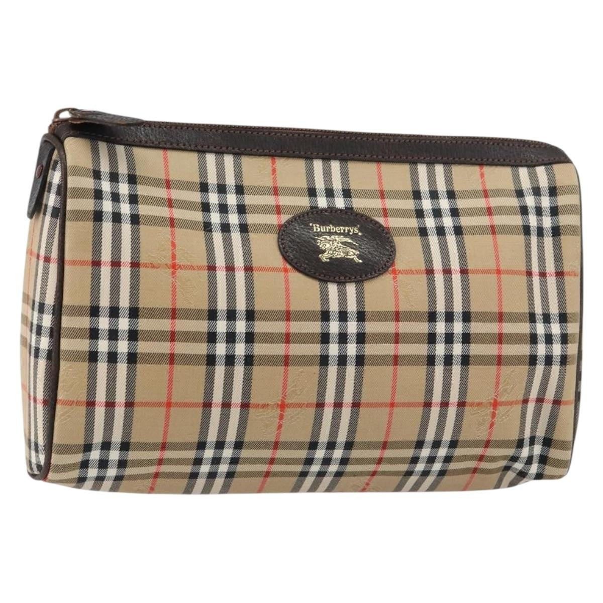 Burberry Nova check Pochette Canvas, BEIGE, CANVAS, Clutche & pouche