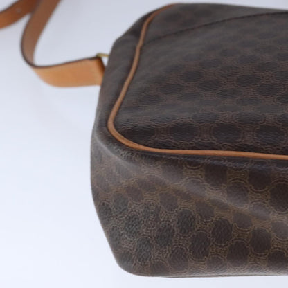 Celine Vintage Macadam Shoulder Bag Leather, BROWN, PVC,Leather,Canvas, Shoulder bag
