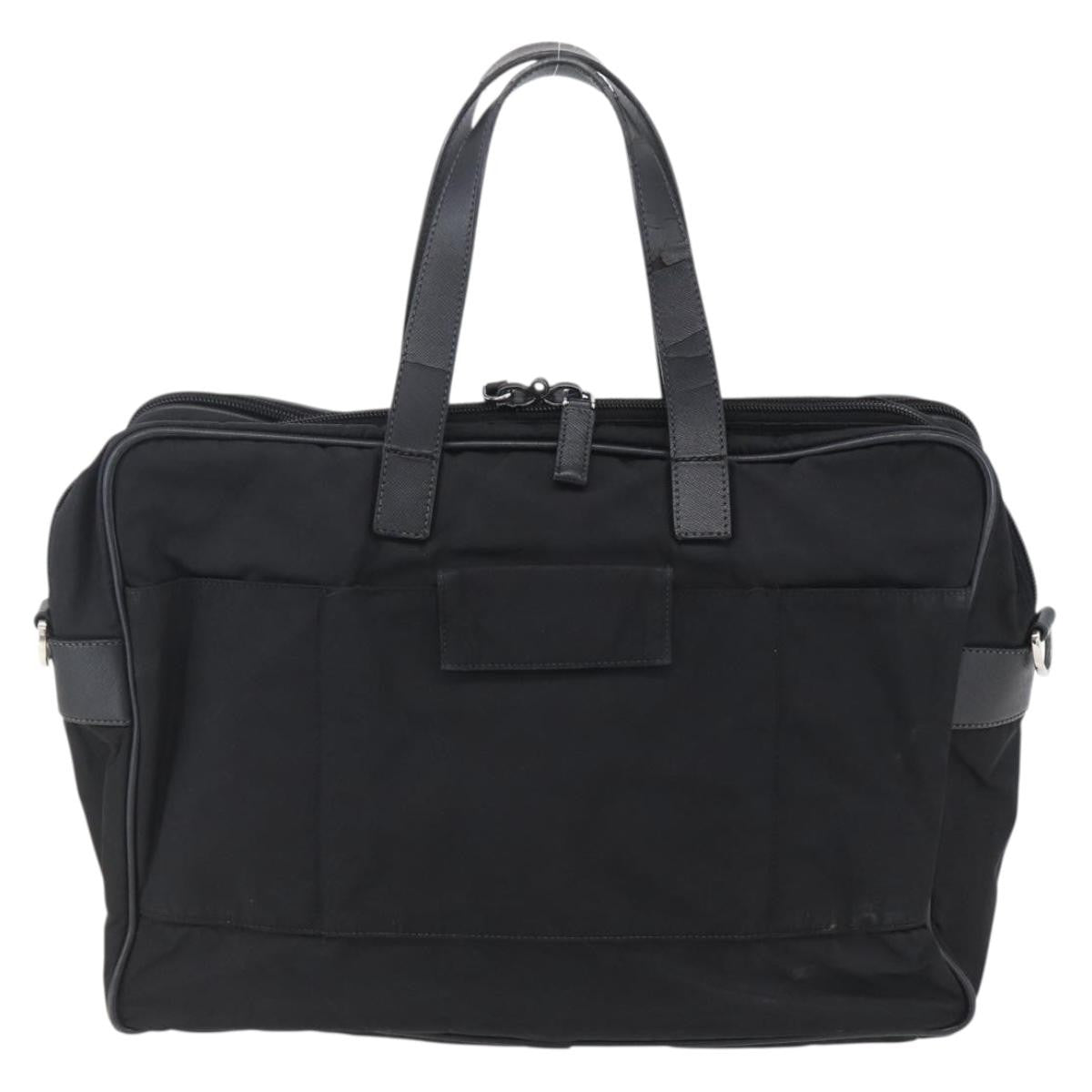 Prada Convertible Front Zip Briefcase Tessuto with Saffiano Leather, BLACK, NYLON, Briefcase